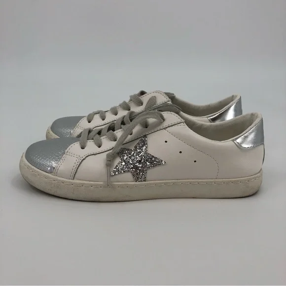 Vintage Havana Silver and White Glitter Low Top Sneakers US 7.5 - Picture 4 of 9